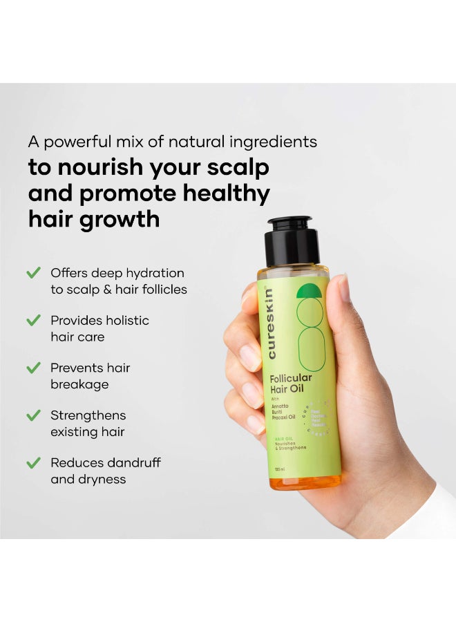 Cureskin Follicular Hair Oil | Nourishes & Strengthens with Annatto, Buriti, Brazil Nut and Coconut Oil (100 ml) - Image 2